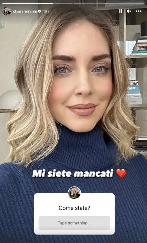 CHIARA FERRAGNI TORNA SUI SOCIAL