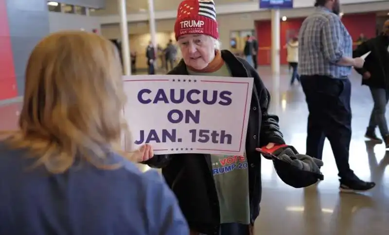 elettore di trump ai caucus in  iowa 