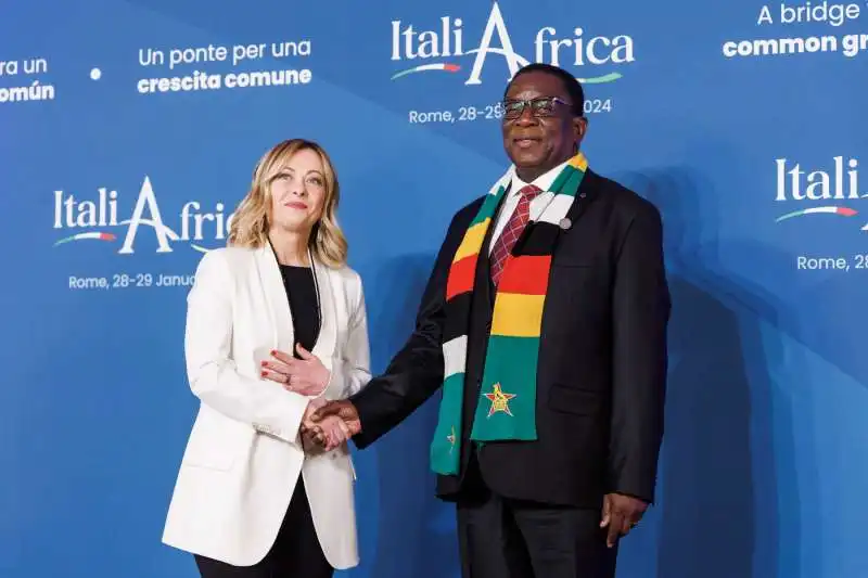 giorgia meloni   emmerson dambudzo mnangagwavertice italia africa   