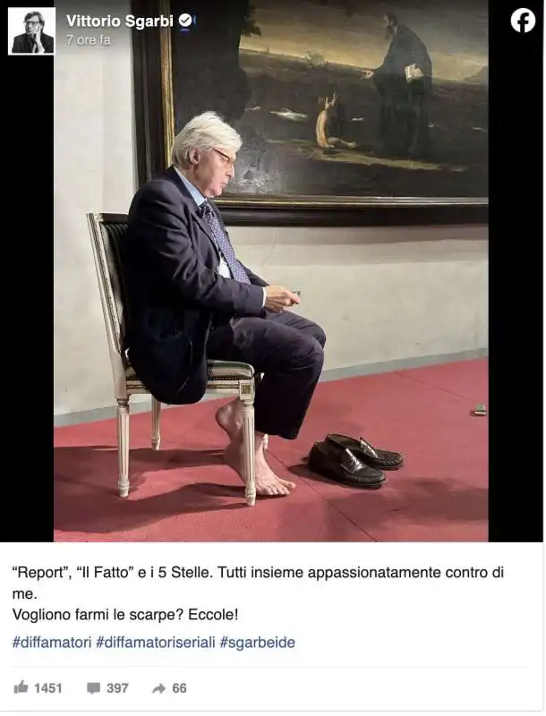 IL POST DI VITTORIO SGARBI SENZA SCARPE CONTRO REPORT E IL FATTO