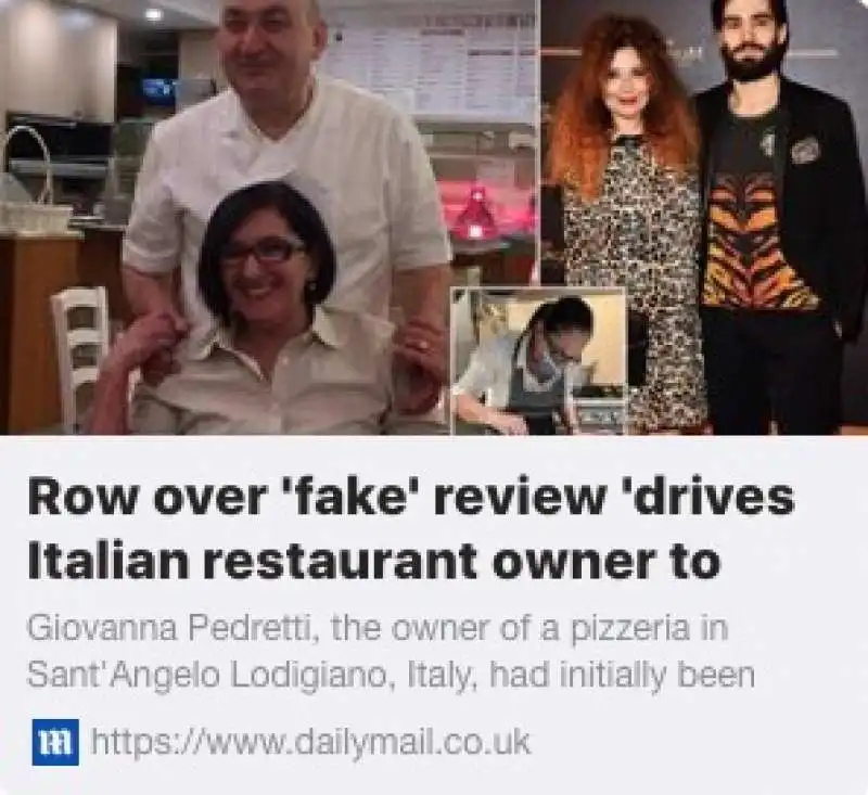 il titolo del daily mail sul caso di giovanna pedretti