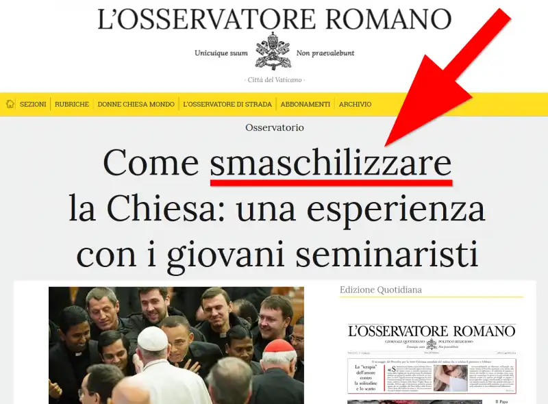 L Osservatore Romano - smaschilizzare i giovani seminaristi