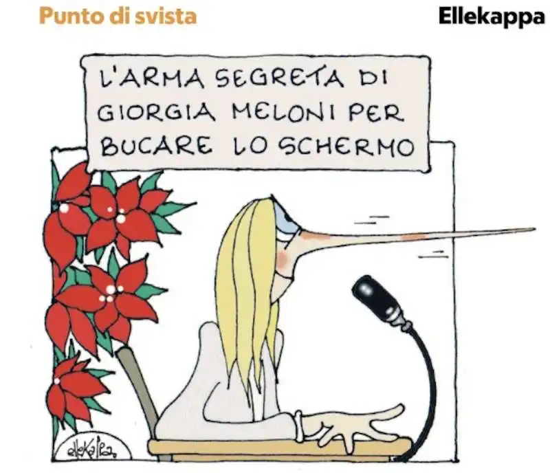 LA CONFERENZA STAMPA DI GIORGIA MELONI - VIGNETTA BY ELLEKAPPA