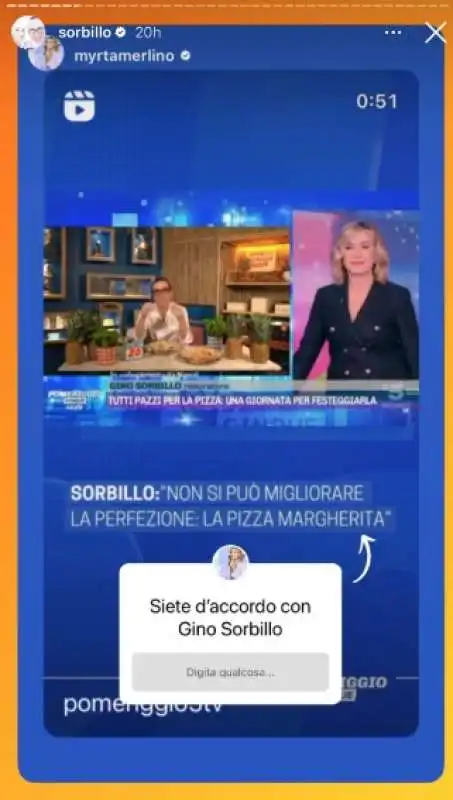 le storie instagram di gino sorbillo sul servizio di pomeriggio 5 