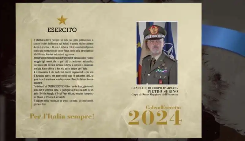 PIETRO SERINO - PER L ITALIA SEMPRE -  CALENDARIO DELL ESERCITO 2024 