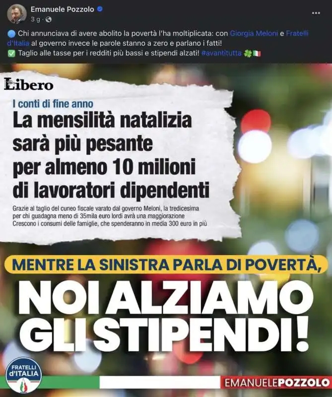 post facebook di emanuele pozzolo 