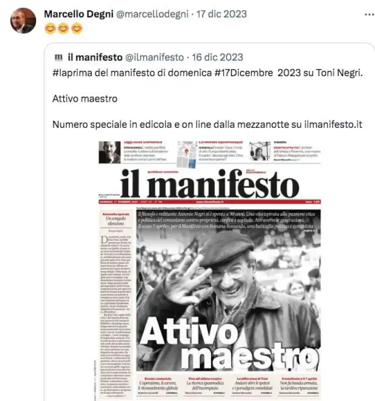 tweet di marcello degni