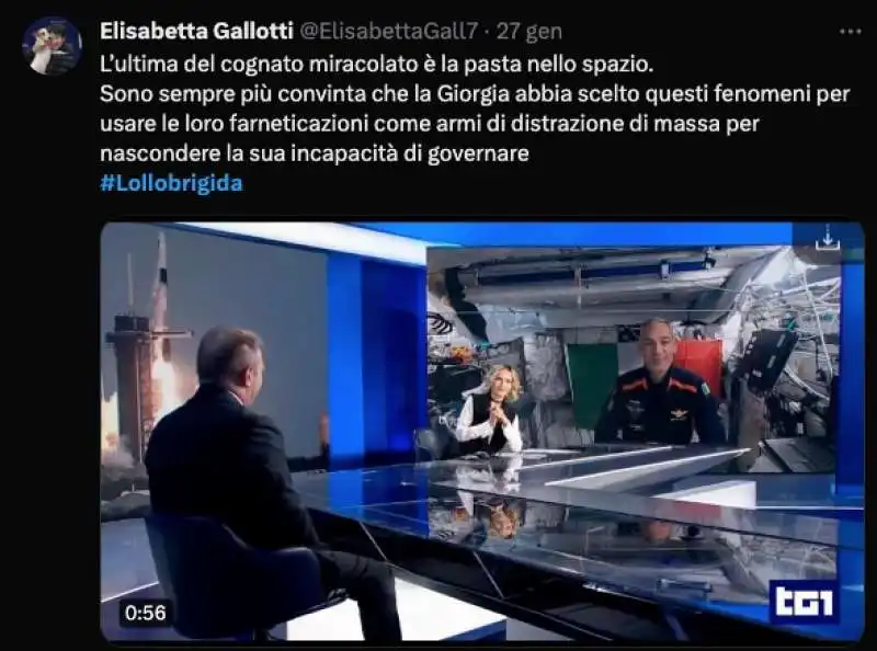 tweet  su francesco lollobrigida e la pasta nello spazio  3