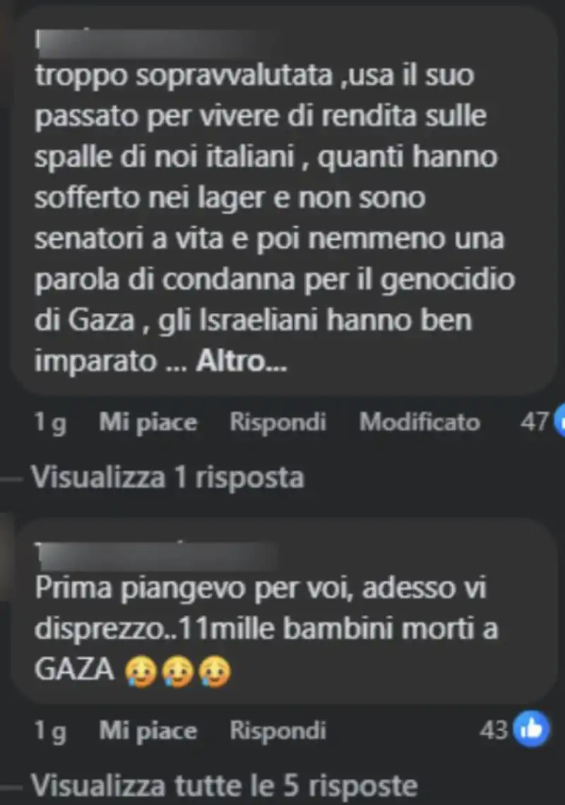 commenti contro liliana segre   1