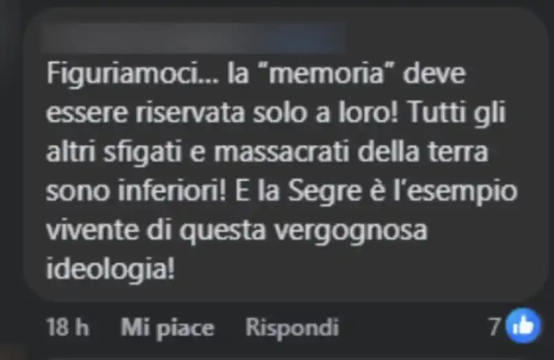 commenti contro liliana segre   2