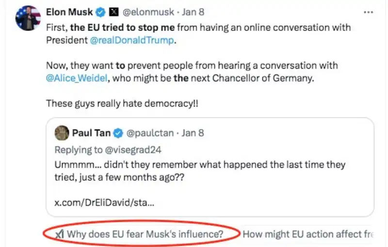 domanda predefinita generata da grok sotto il post di elon musk