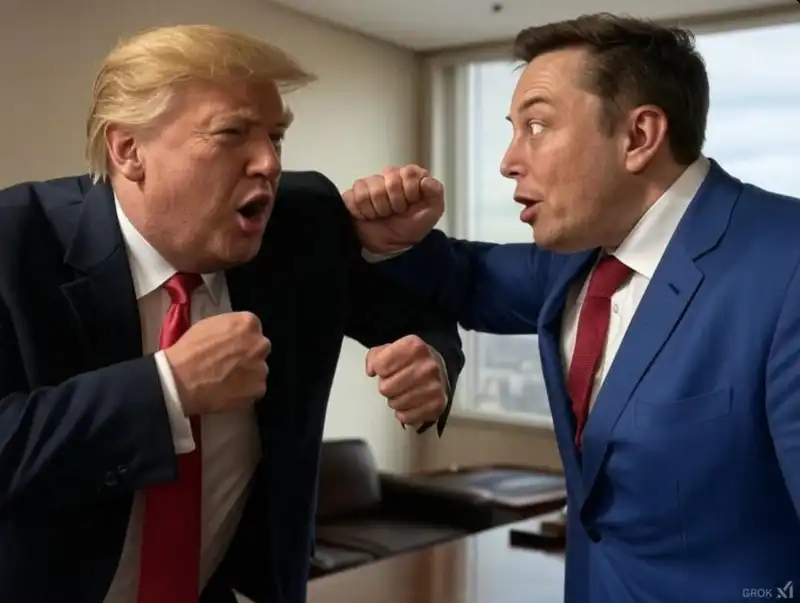 DONALD TRUMP CONTRO ELON MUSK - IMMAGINE CREATA DA GROK