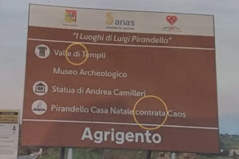 gli strafalcioni grammaticali sul cartellone di agrigento 2