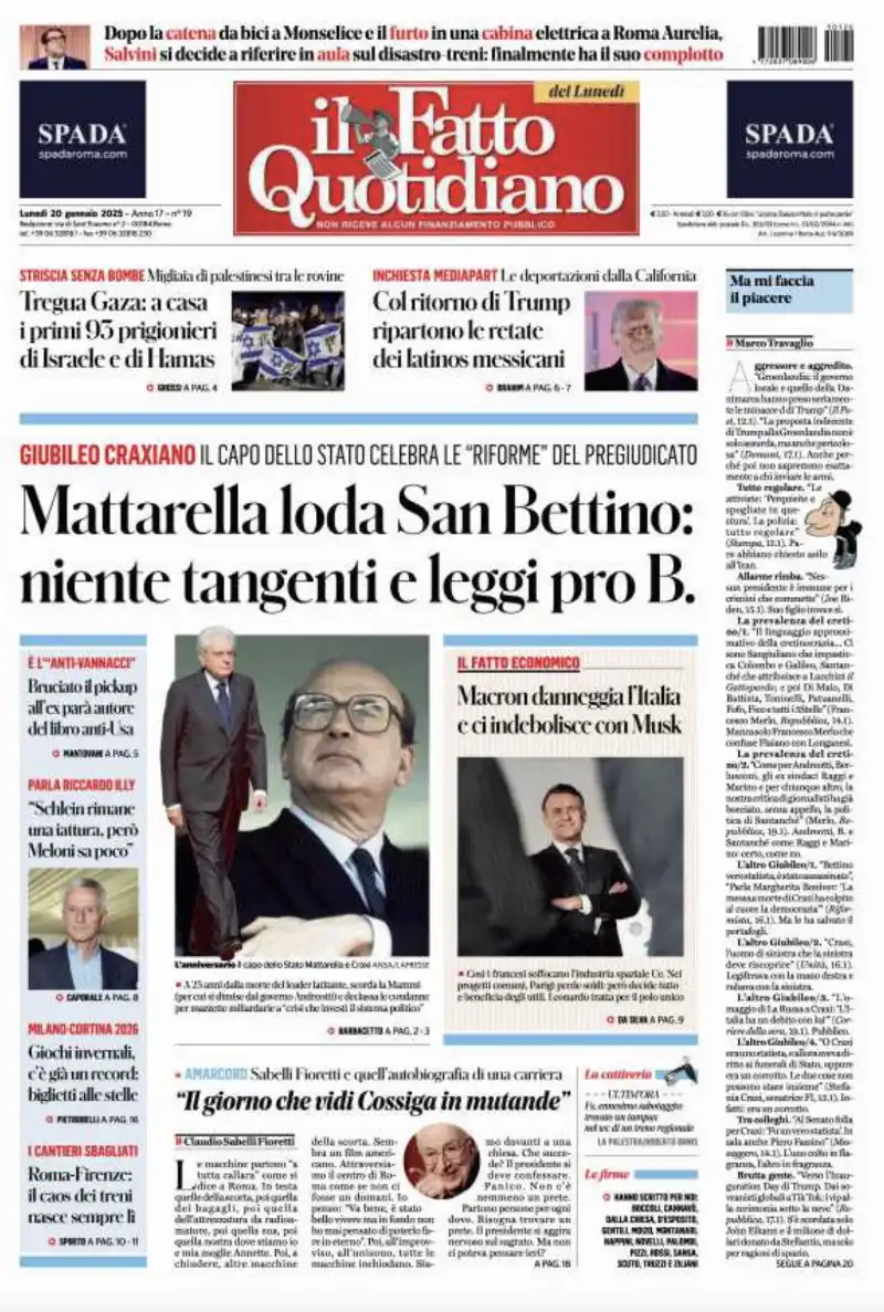 IL FATTO QUOTIDIANO CONTRO IL RICORDO DI BETTINO CRAXI BY MATTARELLA