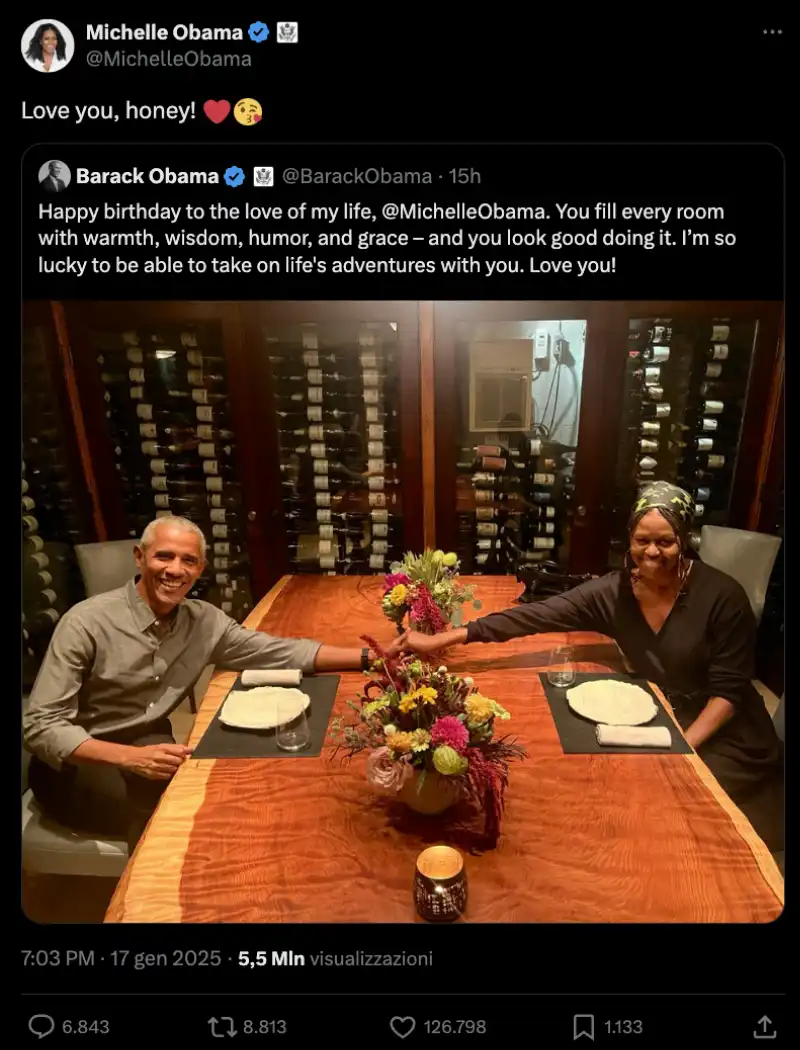 il post di barack obama per il compleanno della moglie michelle