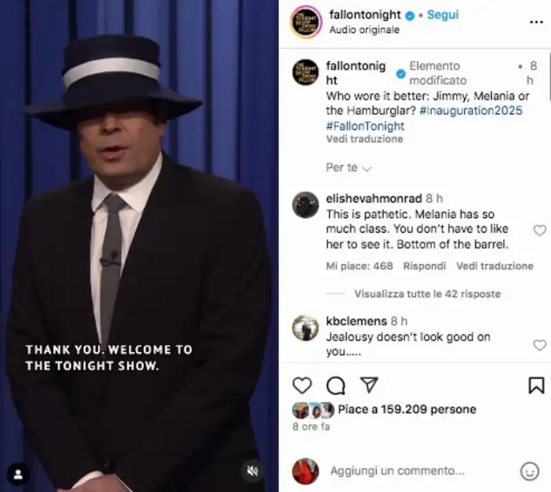 jimmy fallon spernacchia melania trump per il cappello 1