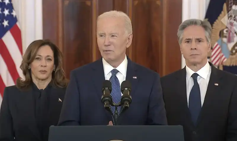 JOE BIDEN ANNUNCIA IL CESSATE IL FUOCO A GAZA CON KAMALA HARRIS E ANTONY BLINKEN