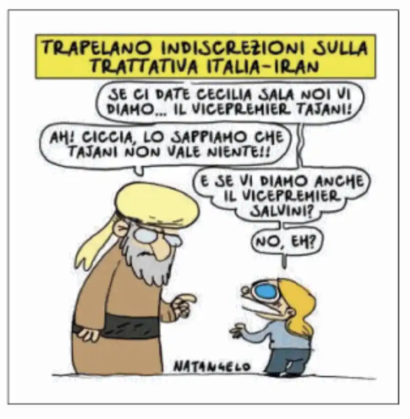 LA TRATTATIVA ITALIA IRAN PER CECILIA SALA - VIGNETTA DI NATANGELO