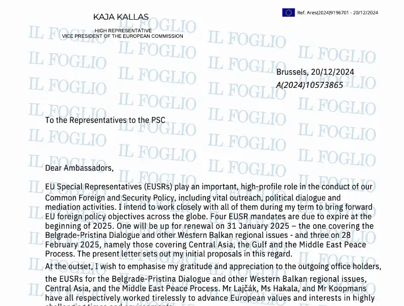 lettera di kaja kallas per la conferma di Luigi Di Maio come inviato ue nel golfo - il foglio