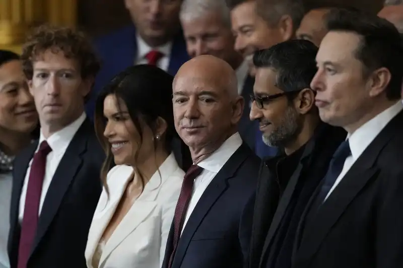 Mark Zuckerberg - Jeff Bezos - Sundar Pichai - Elon Musk - INAUGURATION DAY DEL SECONDO MANDATO DI DONALD TRUMP