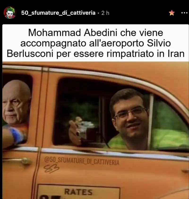 MEME SULLA LIBERAZIONE DI MOHAMMAD ABEDINI 