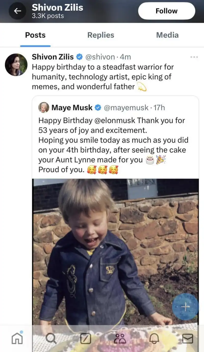 shivon e la mamma di musk sui social