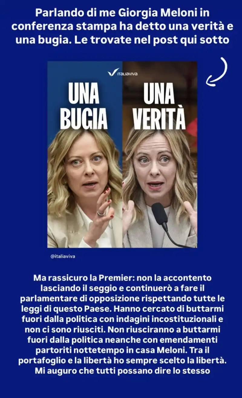 STORIA DI MATTEO RENZI SULLA CONFERENZA STAMPA DI GIORGIA MELONI