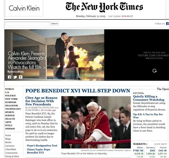 DIMISSIONI DEL PAPA NEW YORK TIMES 