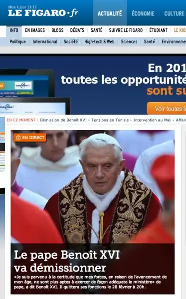 LE FIGARO DIMISSIONI PAPA 