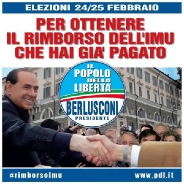 I MANIFESTI DI BERLUSCONI DEVI VOTARE PDL PER ABOLIRE L IMU 