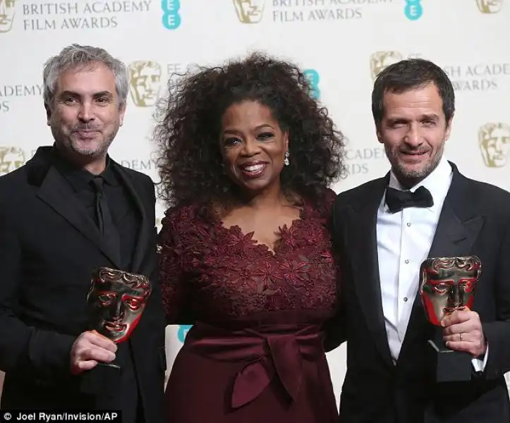 Alfonso Cuaron Oprah Winfrey e David Heyman ai Bafta 