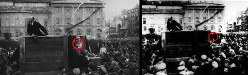 Al comizio di Lenin Trotsky sparisce 