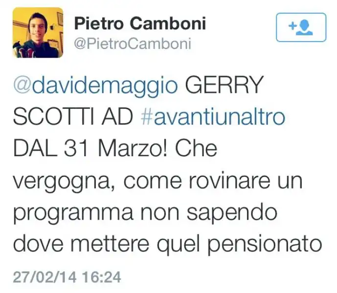 gerry scotti twitta chi lo chiama pensionato 