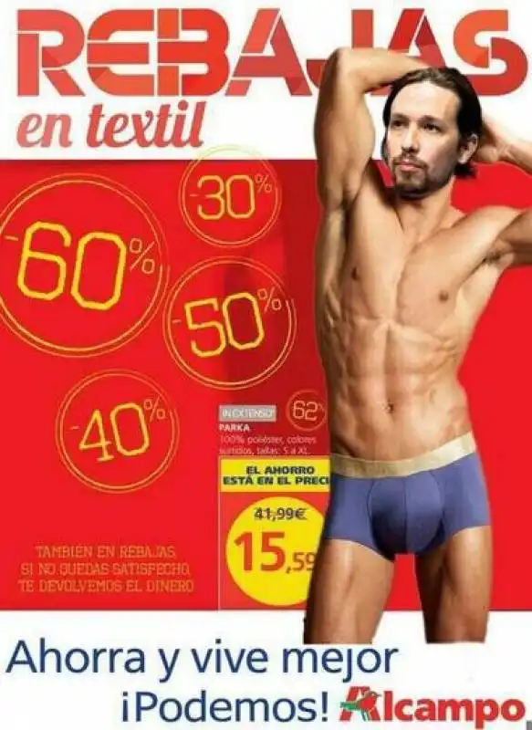 pablo iglesias modello di lingerie