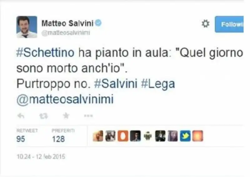 TWEET SALVINI SCHETTINO