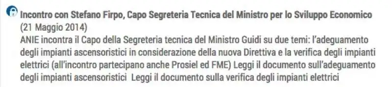 ATTIVITA DI LOBBY PRO ASCENSORI SULLA MINISTRA FEDERICA GUIDI DELL ANIE