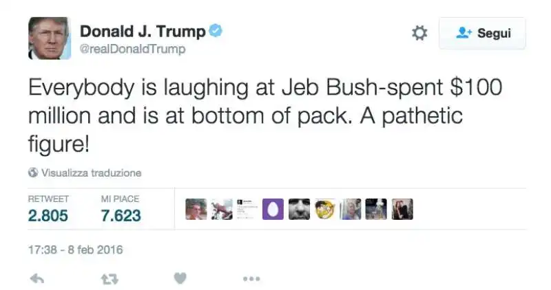 il tweet di trump contro bush