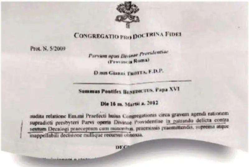 IL DOCUMENTO SU DON GIANNI TROTTA