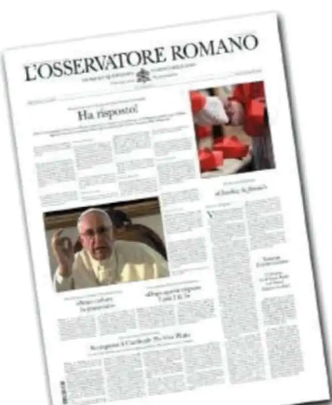 IL FINTO OSSERVATORE ROMANO DIFFUSO VIA MAIL CONTRO PAPA BERGOGLIO