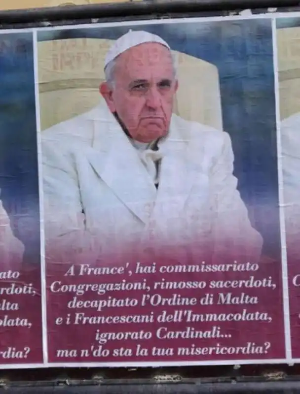 MANIFESTI CONTRO PAPA BERGOGLIO A ROMA