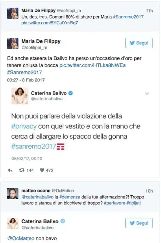 SCAZZO TRA CATERINA BALIVO E DILETTA LEOTTA