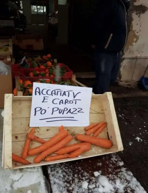 neve a napoli carote per il pupazzo 