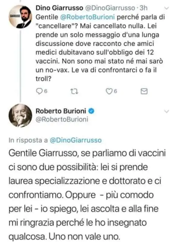 SCAZZO TRA DINO GIARRUSSO E ROBERTO BURIONI