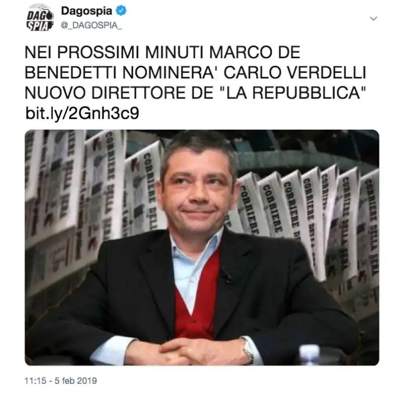 dagospia rivela l arrivo di verdelli a repubblica al posto di calabresi