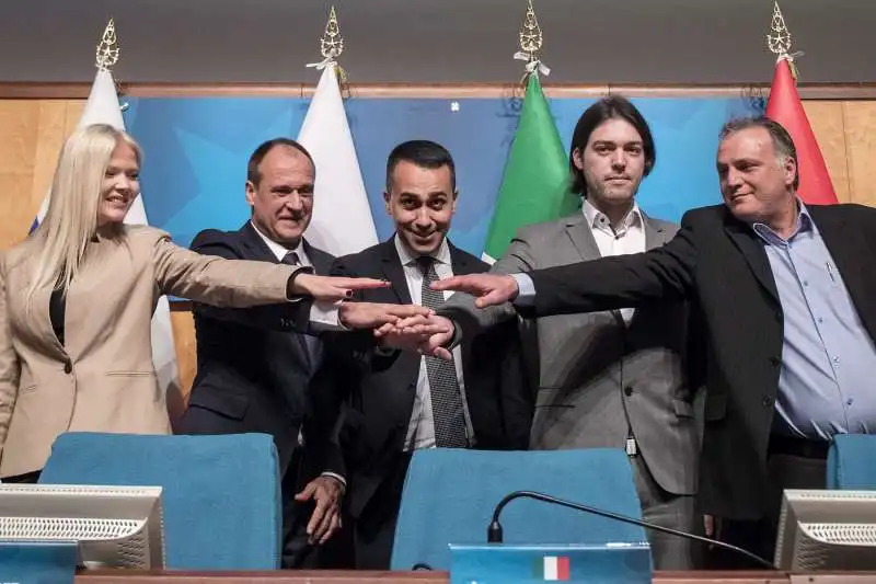 LUIGI DI MAIO CON I SUOI ALLEATI PER LE EUROPEE - DA SINISTRA KAROLINA KAHONEN, PAWEL KUKIZ, IVAN VILIBOR SINCIC E EVANGELOS TSIOBANIDIS