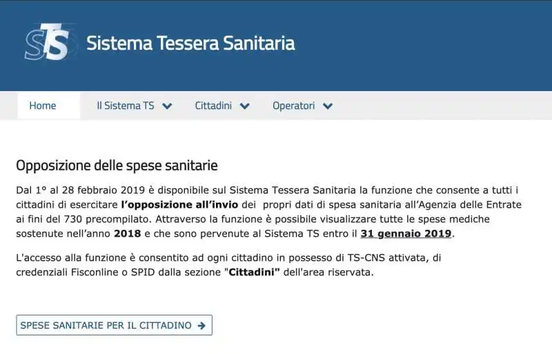 SISTEMA.TS IL PORTALE PER CONSULTARE LE SPESE SANITARIE