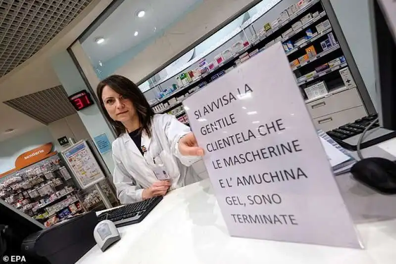 AMUCHINA E MASCHERINE TERMINATE IN UNA FARMACIA A PALERMO