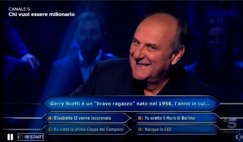 CHI VUOL ESSERE MILIONARIO CON DOMANDA SU GERRY SCOTTI