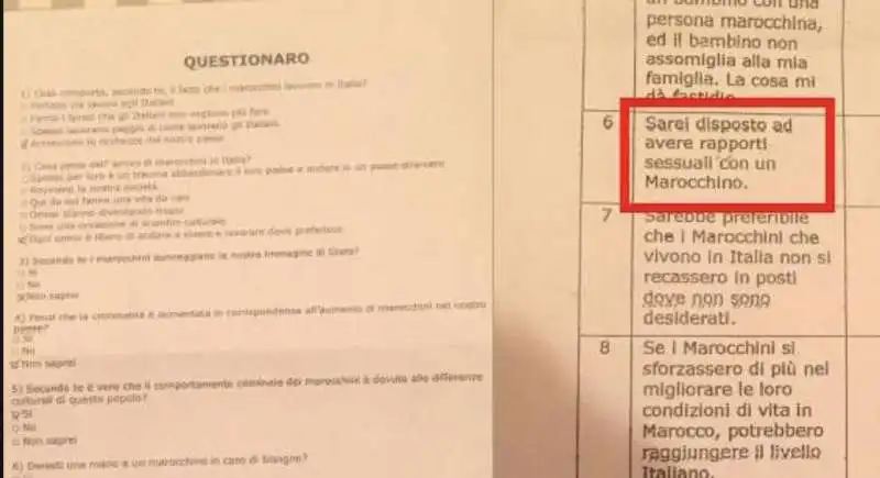 il questionario sui marocchini dell'istituto fantoni di clusone