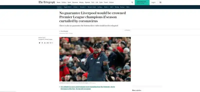 il telegraph sualla premiere league